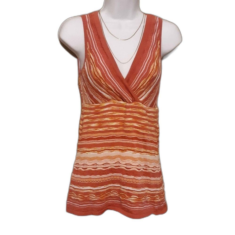 Axcess Striped V-Neck Sleeveless Lightweight Sweater Top Womens Small